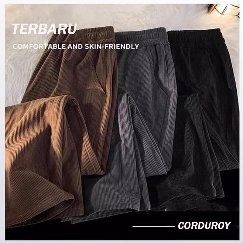 celana corduroy pria celana cargo corduroy pria celana korea Celana Kasual hitam Casual Model lurus pria celana korduroy Mode retro gaya Korea kain tahan kerut Mode untuk Korduroi Celana Kasual celana kargo premium celana gombrang pria 2