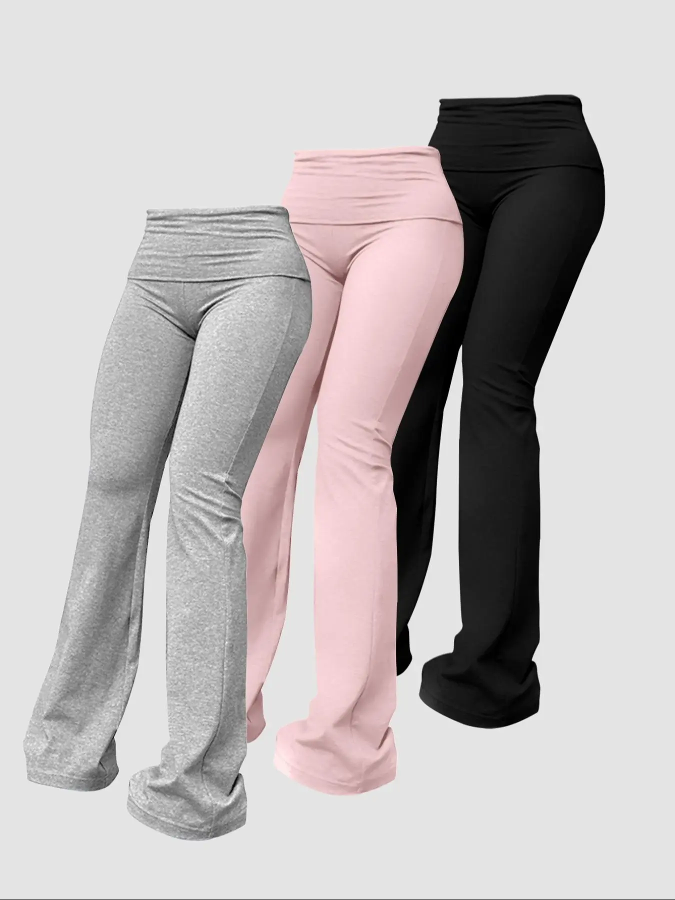 Women's Solid Flare Leg Pants, Casual Comfy Bell Bottom Trousers for Daily Wear, Ladies Bottoms for All Seasons