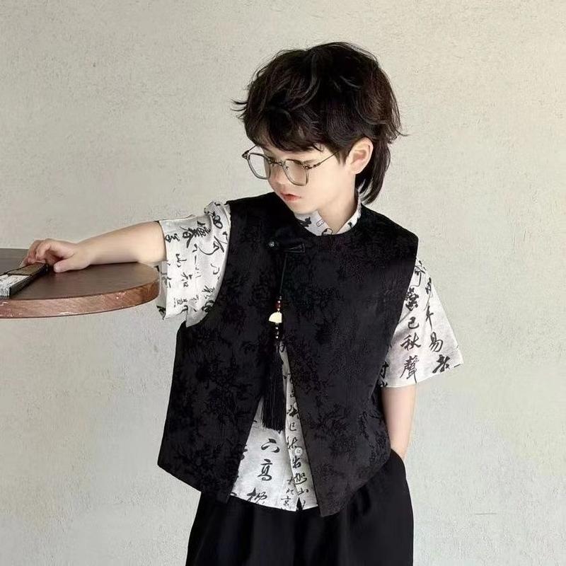 Product Introduction of Bộ Áo Sơ Mi Ngắn Tay Phong Cách Hợp Xu hướng Quốc Gia Mùa Hè Cho Bé Trai, Áo Vest Hai Mảnh, Thích Hợp Cho Mùa Hè 2024, Trẻ Em Lớn, Bộ Đồ Phong Cách Trung Quốc 7