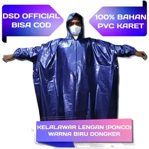jas hujan pria wanita kelalawar tampa lengan Ponco lengan dewasa bahan pvc kuat awet warna Biru hijau ungu silver dan biru dongker