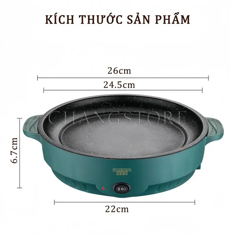 Bếp Nướng Điện Chống Dính - Chảo Nướng Điện Chiên Dán Xào Đa Năng 300W-600W Không Khói hồng 3