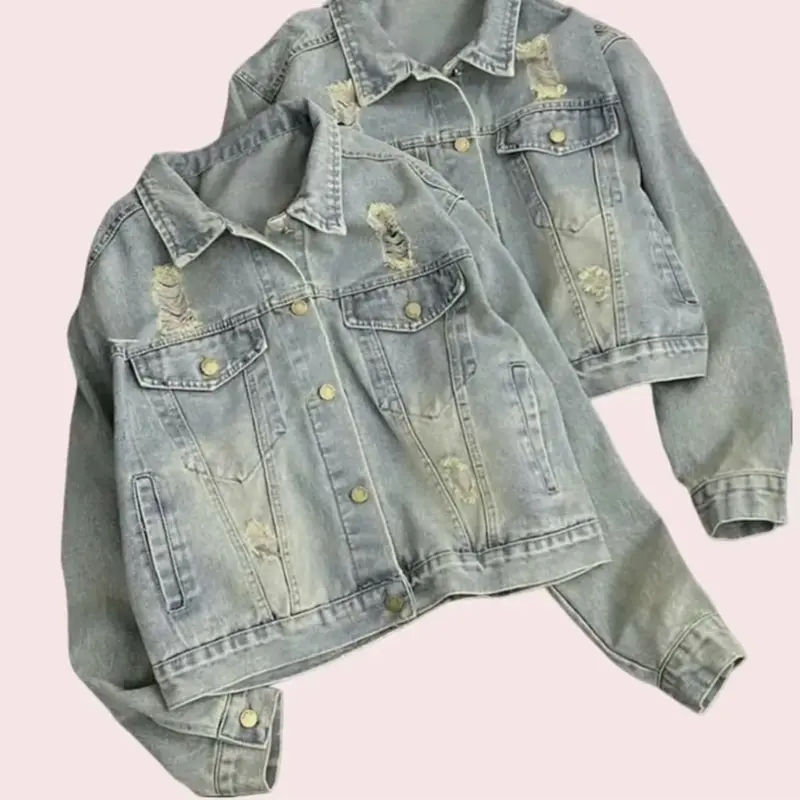 Áo khoác bò nữ xước. Form vừa người. M62 55kg đổ lại ( có 6 túi )   Women. Top Jacket SEO 4