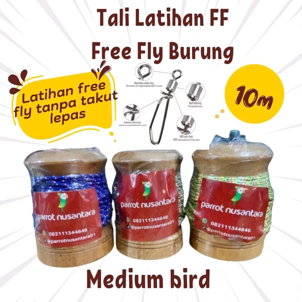 Tali latih FF free fly Burung sun conure falk cockatiel