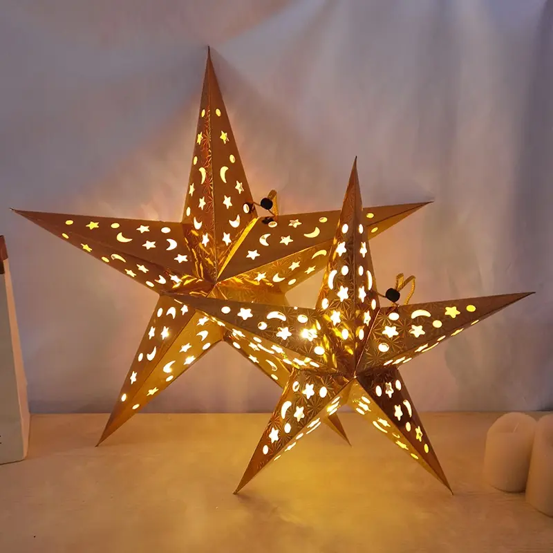 Candelier bintang berongga, hiasan Krismas, tudung lampu taman dalaman dan luaran