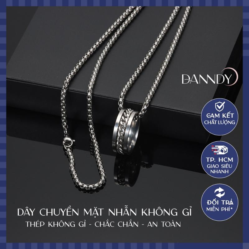 Dây chuyền nhẫn nam thép không gỉ cực ngầu. Vòng cổ nam mặt nhẫn trơn sáng bóng…