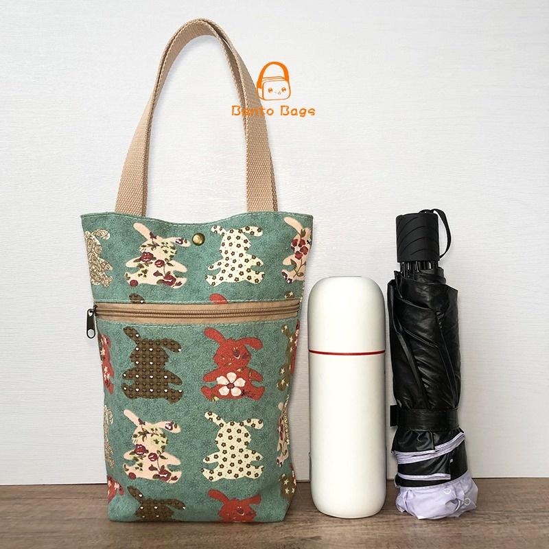 Túi đựng cốc giữ nhiệt túi vải canvas đựng hộp cơm bình nước ly giữ nhiệt có quai xách size lớn TDBN01 Bag Nhung