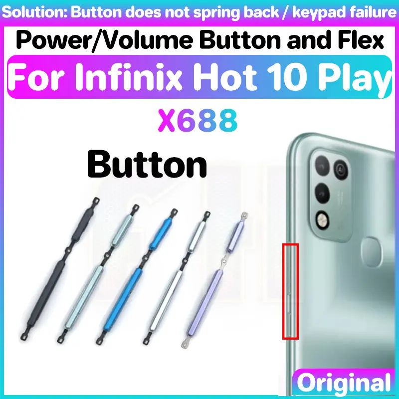 Power volume button flex For Infinix Hot 10 play X688 Side key Switch ON OFF Key Mute control Button Ribbon Flex Cable