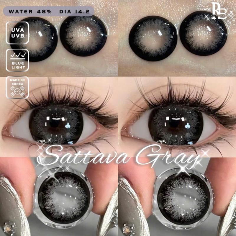 Kính Áp Tròng RUBY EYES Màu Xám Sattava Gray, Lens Mắt Màu Xám 0 Độ + Tặng Khay Dụng Cụ Đeo