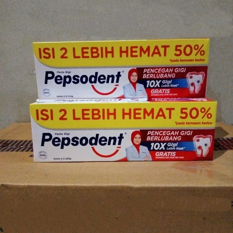 2pcs Pepsodent Whitening Jumbo 225gr isi 2 (4 x 225gr) Pembersihan Pelindung Gusi dan Mulut 0