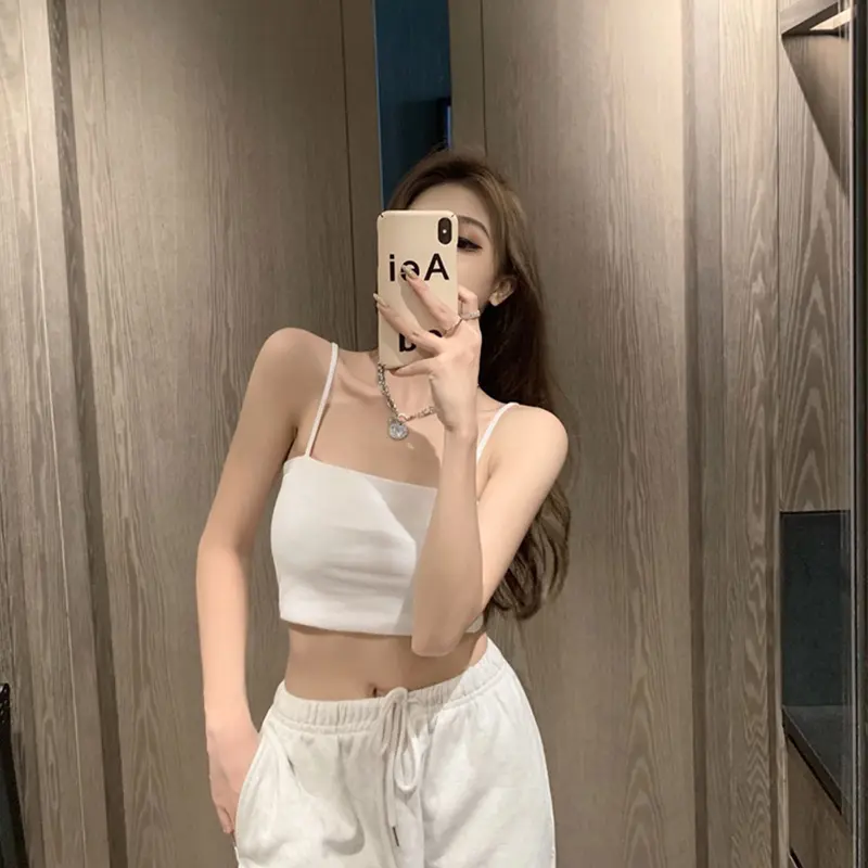 [Combo 2 Áo] Áo croptop hai dây ôm body (không mút) CE03AC chất vải thun gân cotton co dãn dày dặn, kiểu dáng áo croptop bó sát không dây ôm gọn body đủ màu Trắng/Đen vải trơn mềm mặc mát CE03AC | CELINA Nữ Women Jean Xốp 7