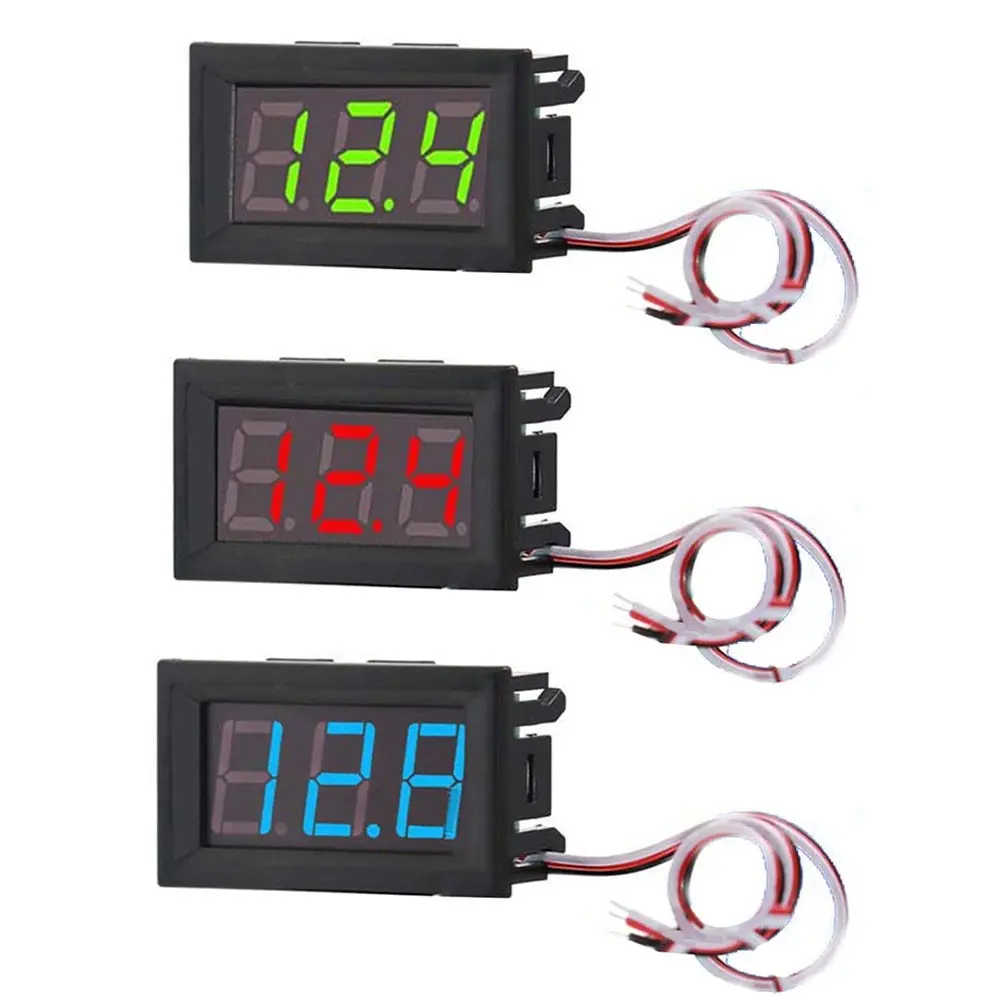 Voltmeter Digital LED, 1pc, Saiz Paparan 0.56 inci, 3 Wayar, Julat Pengukuran DC0V-30V, Pengukuran Perlindungan Sambungan Terbalik, Ammeter