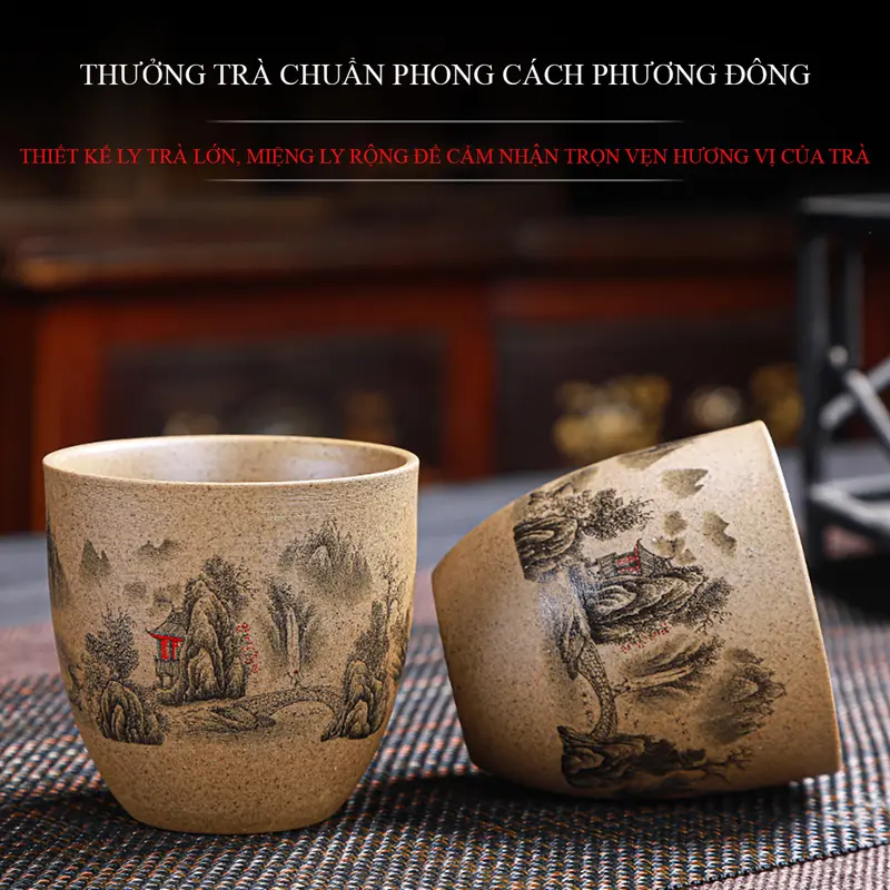 Bộ ấm chén uống trà chất liệu gốm nung thủ công, Bộ ấm tách trà họa tiết cổ điển cao cấp bộ 1 bình trà và 6 chén. Bảo hành 2 năm trên toàn quốc, đổi mới 7 ngày đầu nhận hàng. 3