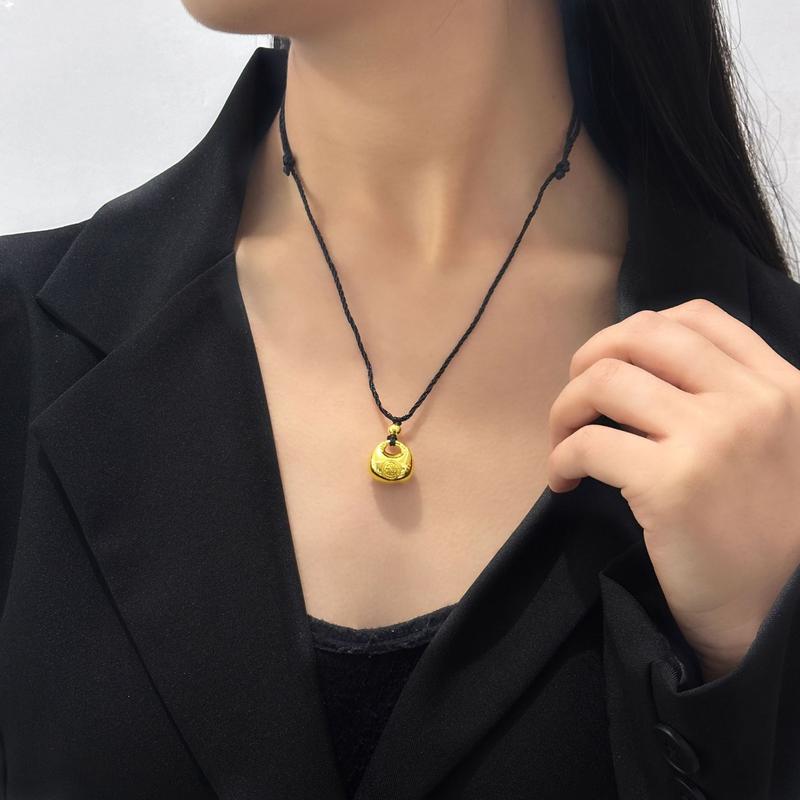 Product Introduction of Luxurious Chinese Style New Chinese Wedding Gold Fu Character Gourd Pendant Ethnic Style Premium Buddha Head Little Fat Fu Pendant Necklace 19