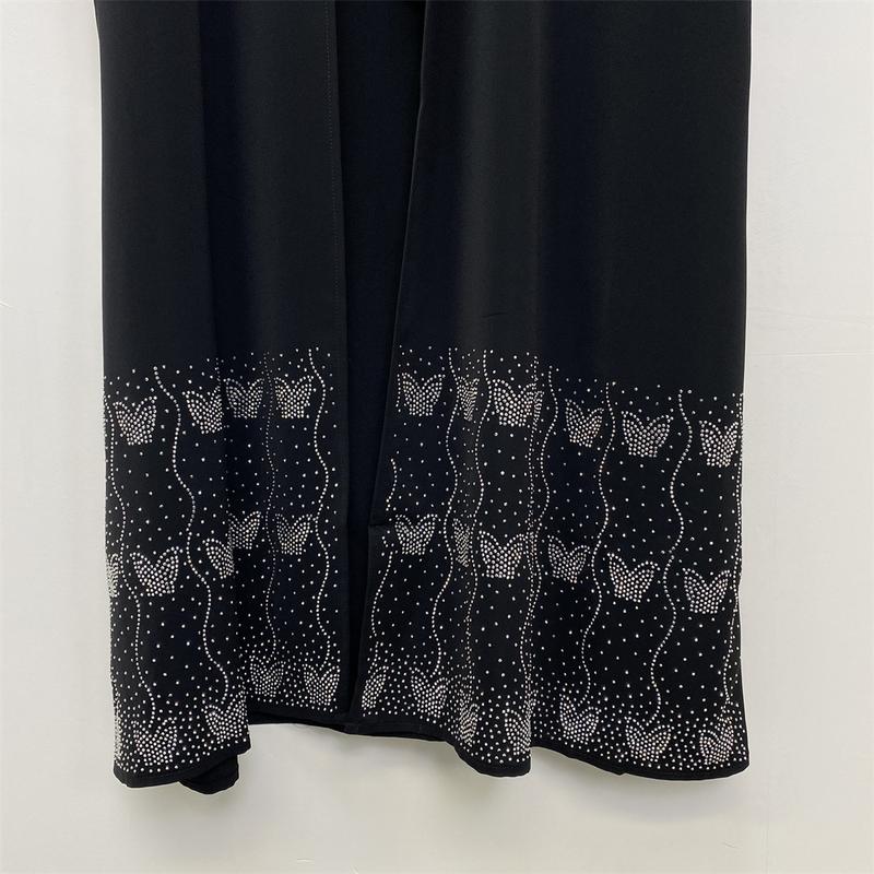 Product Introduction of Trendy Muslim Slim Fit Cardigan with Pockets Fashion Middle Eastern Embroidered Abaya 1431 13