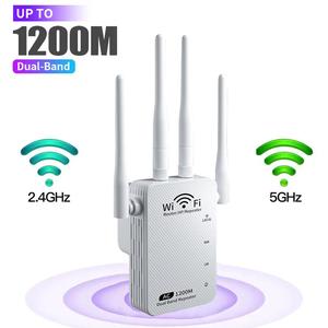 ZIHNIC AC1200 WiFi Extender,2025 Fastest WiFi Extender, WiFi Repeater, WiFi Booster, 1.2Gbps home signal booster, Dual Band 5GHz/2.4GHz, Internet Booster-with Ethernet Port, Quick Setup, Home Wireless Signal Booster,Two Ethernet Port
