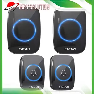 Bel Pintu 2 Receiver 2 Transmiter CACAZI Wirelles anti air alarm tanpa kabel A10BB Baterai Bell bedroom  doorbells