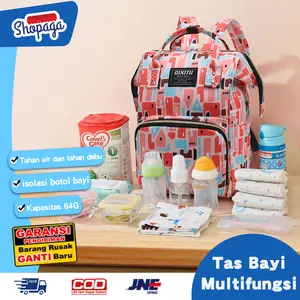 Diaper bag tas ransel tahan air Tas Bayi Ransel Besar Mommy Bag Motif BABY WATER RESISTANT Tas Popok perlengkapan Bayi Oxford Cloth Bags