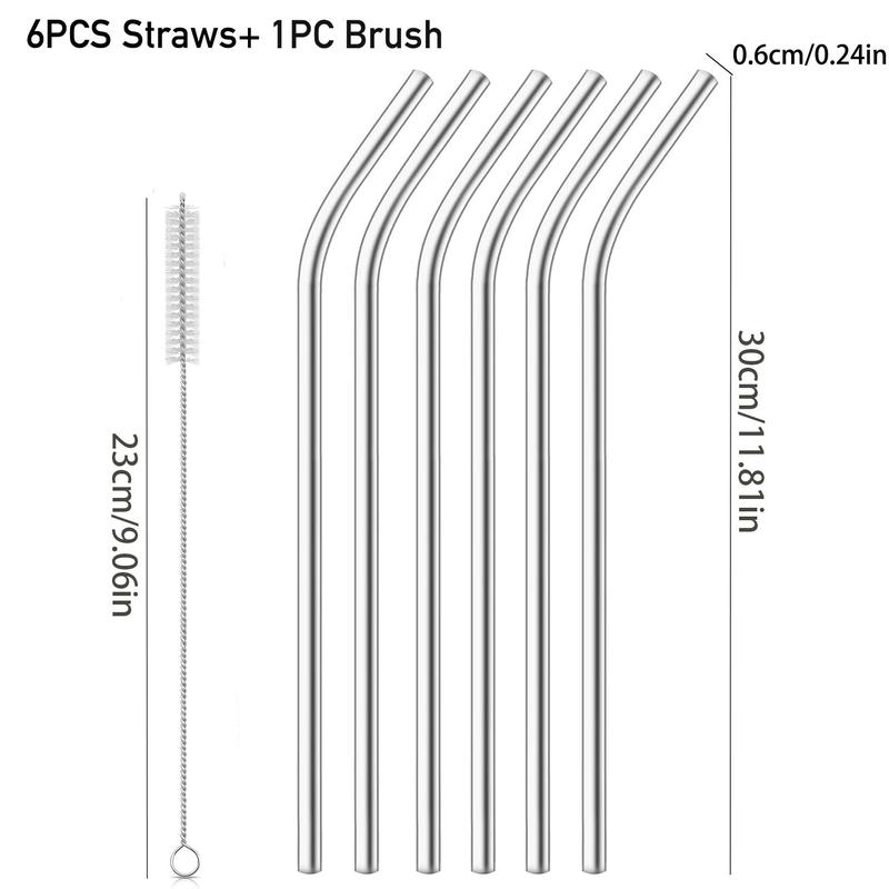 Product Introduction of Reusable Straws, 4/6/8 Counts Metal Long Straw with 1/2 Counts Cleaning Brush, Straw & Brush Set for Stanley Cup Travel Cup 15