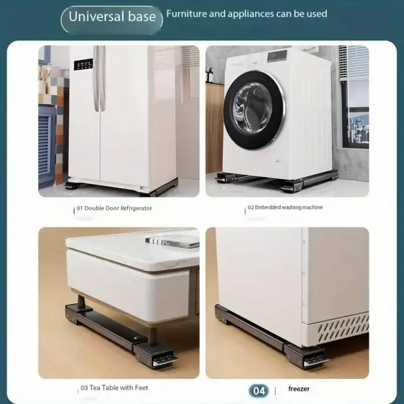 Stainless Steel Washing Machine Base, Durable Adjustable Length Anti-slip & Anti-rust Washing Machine Stand, Easy To Assemble Large Appliance Base 2