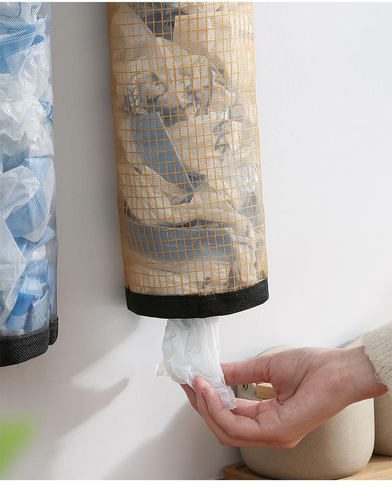 Product Introduction of Garbage bag storage kitchen wall mounted plastic bag storage bag pull-out household shopping bag mesh bag storage box 9
