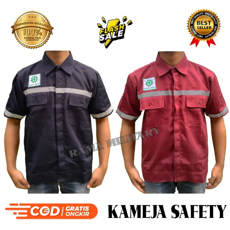 PROMO KAMEJA WEARPACK ATASAN PROYEK SAFETY TAMBANG Katun Baju Seragam Pria Panjang  Pendek Hitam Navy Biru dll tidak sama Celana 8