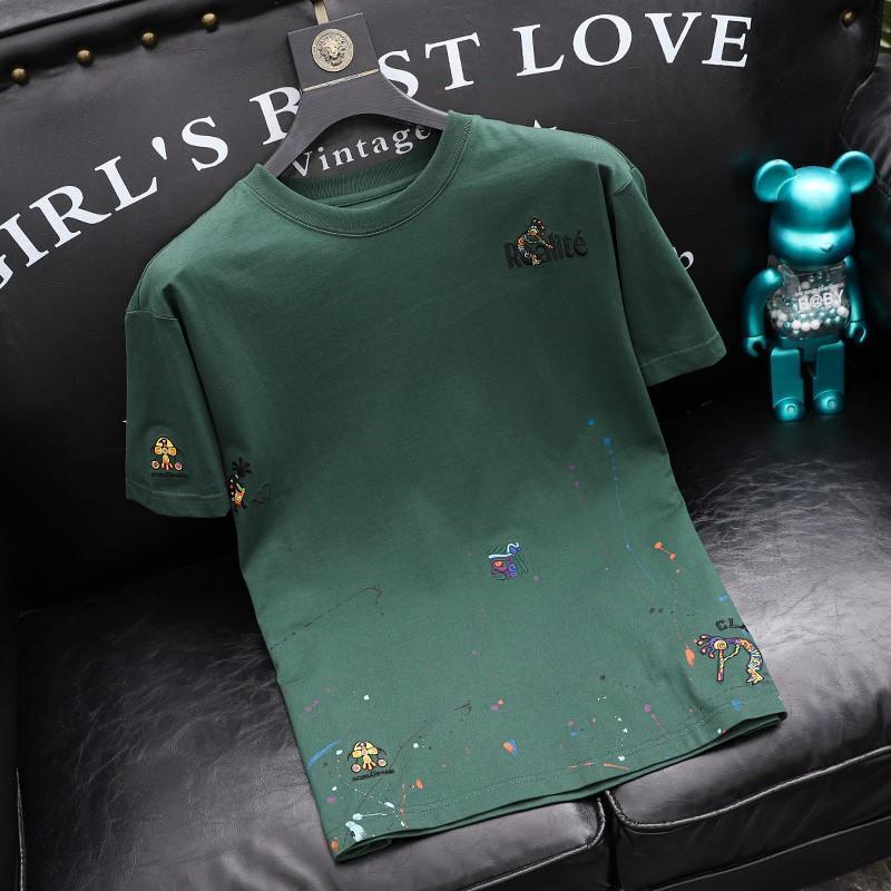 áo phông  Áo Thun Thêu Phong Cách Mỹ Ngắn Tay, Dành Cho Nam Giới, Dễ Phối Đồ, Tay Lỡ, Phong Cách Hàn Quốc, Thích Hợp Cho Mùa Xuân Và Mùa Hè, Hàng Mới Về