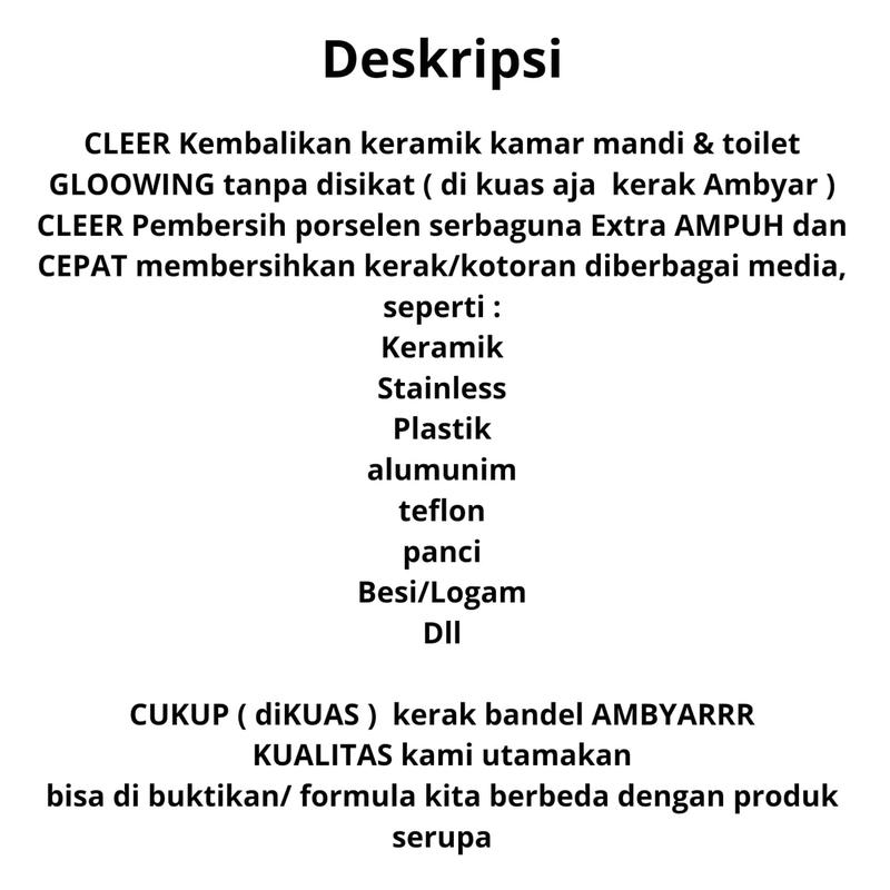 Product Introduction of CLEER CAIRAN PEMBERSIH KAMAR MANDI (free kuas dan sarung tangan ) ukuran 1000ml 4
