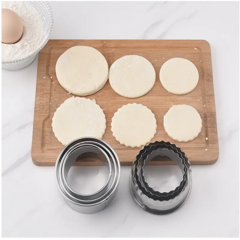 Bộ 3 món khuôn làm bánh bao Bao bì hiệu quả Máy cắt bột bằng thép không gỉ Phụ kiện cắt Công cụ nhà bếp tròn cho nhà bếp gia đình Làm bánh và nấu ăn 2