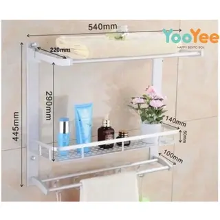 Yooyee HB360 Rak Dinding serbaguna Rak handuk Aluminium 3 susun size 54 cm