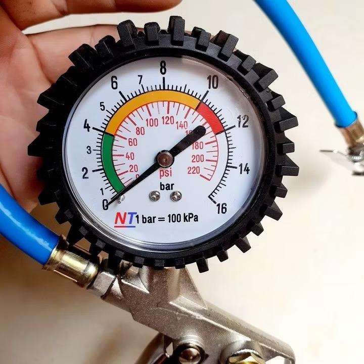  Bơm lốp xe máy ô tô có đồng hồ chuyên nghiệp - Cao Su 