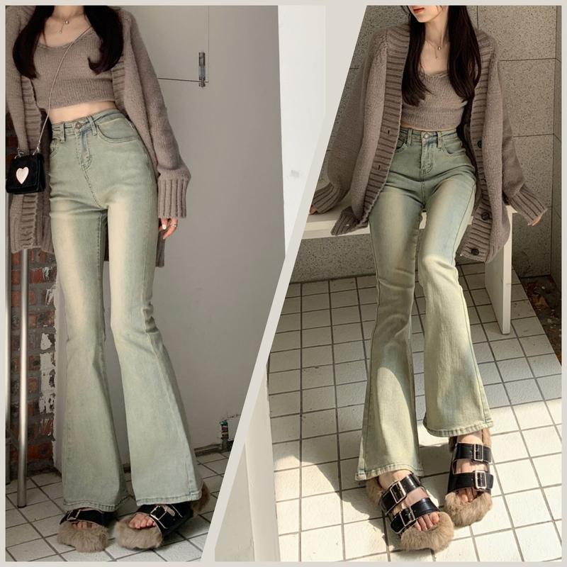 LOE PHỦ DƠ Quần jean nữ MAY GẤU VÀNG BỤI cạp cao co dãn 4 chiều SIÊU XINH