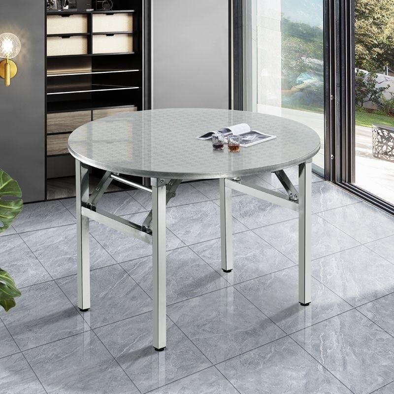 304 stainless steel round table folding table round barbecue night snack stall canteen dining table large round table 6