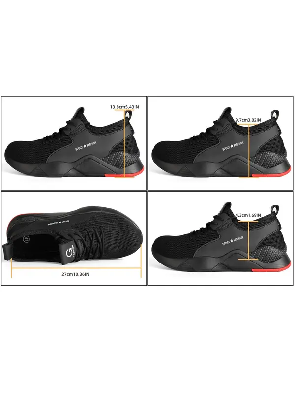 Men's Casual Lace Up Low Top Water Shoes, Lightweight Breathable Comfortable Anti-smashing Sports Shoes, Non-slip Safety Shoes for Daily Wear, Steel Toe Sneakers, Outdoor Sneakers 5