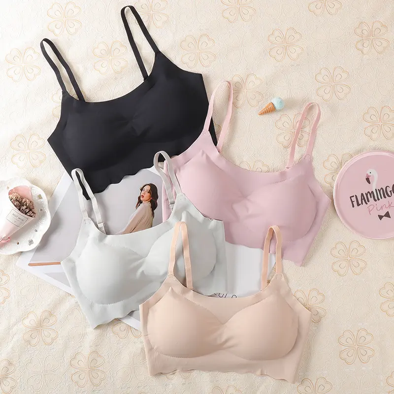 Anxin Second Generation Seamless Ice Silk Bra for Women Sexy Strapless Backless Sleep Sports Bra for Girls