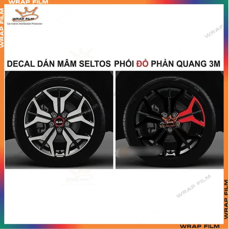 GIÁ BAO GỒM  BÁNH Bộ Decal dán mâm Seltos(5bánh) 1