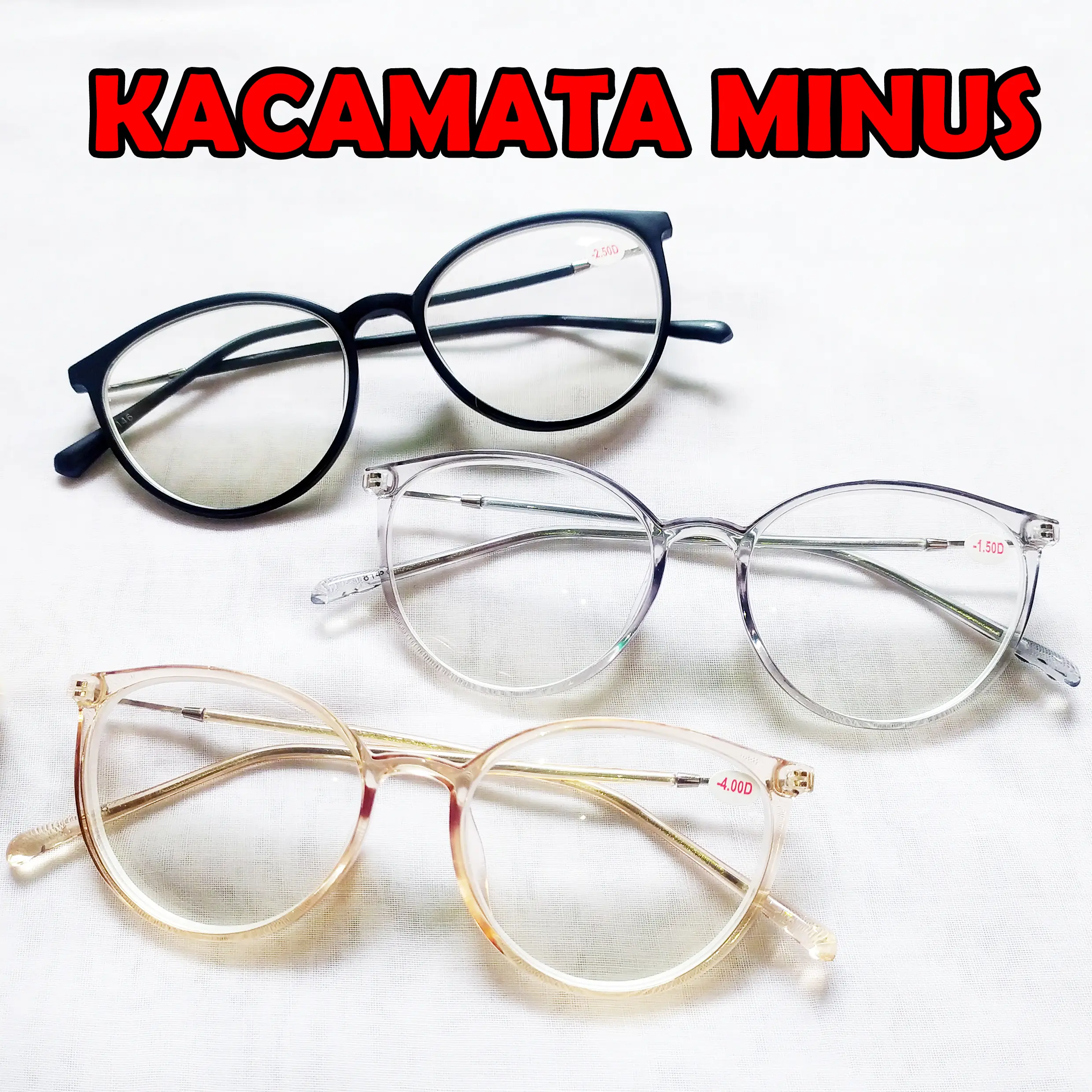 Kacamata Lensa MNS untuk Rabun Jauh Model Oval 8146 abu hitam