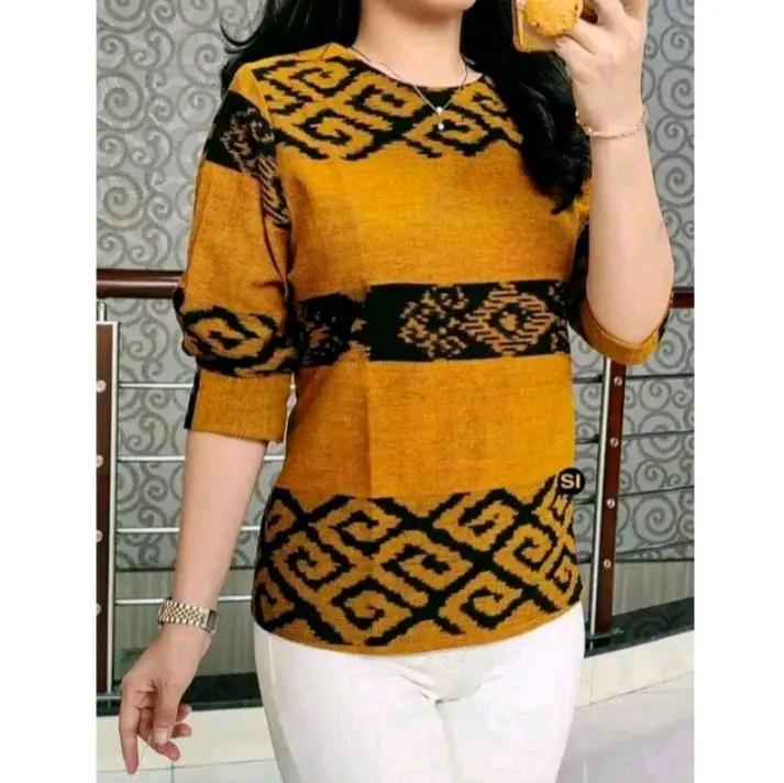 Atasan Tenun  Motif Tenun Kantor Wanita Baju Hitam 1