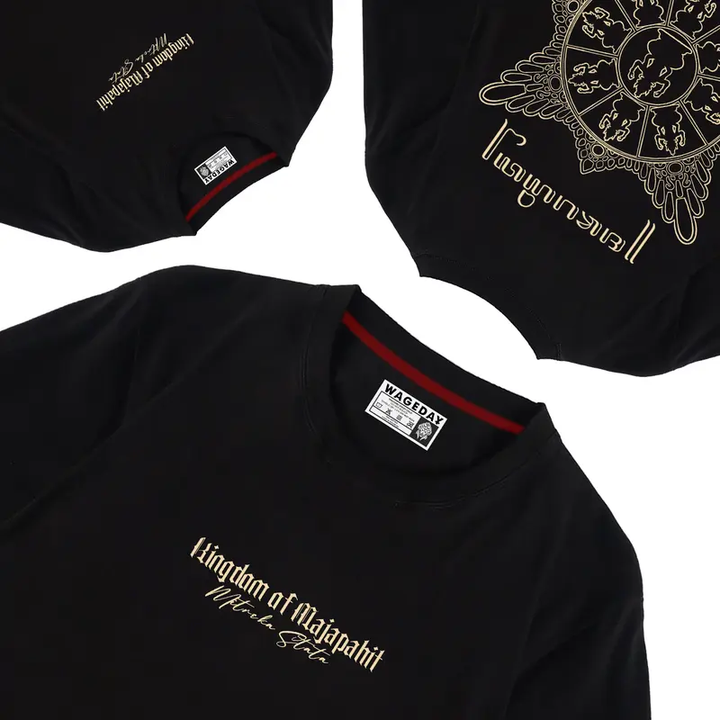 Wageday Kaos Oversize Kerajaan Majapahit Budaya Jawa Warna Hitam T-Shirt Culture Indonesia Katun Santai kekayaan sejarah nyaman pria sablon harian Keren Distro Keren Atasan Dewasa Anime Cowok Katun Baju Tulisan Kata Combed Oblong regular fit warna lain 4