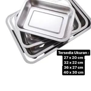 Nampan Stainless Persegi Bake Tray Loyang Serbaguna Piring Dalam Segi