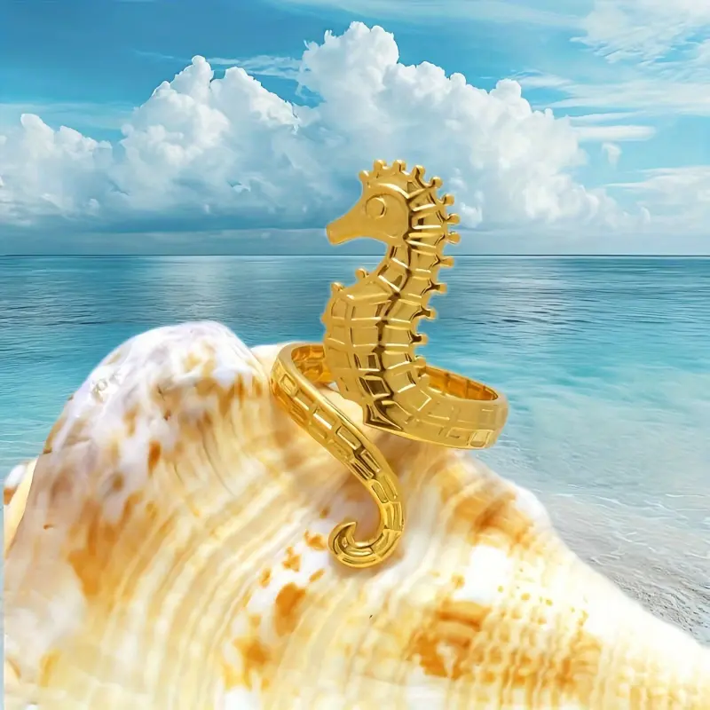 Product Introduction of A Minimalist And Playful Seahorse Ring exquisite gift 0
