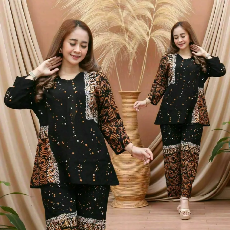 one set rayon baju batik wanita dewasa resleting busui Setrip Nyaman 1