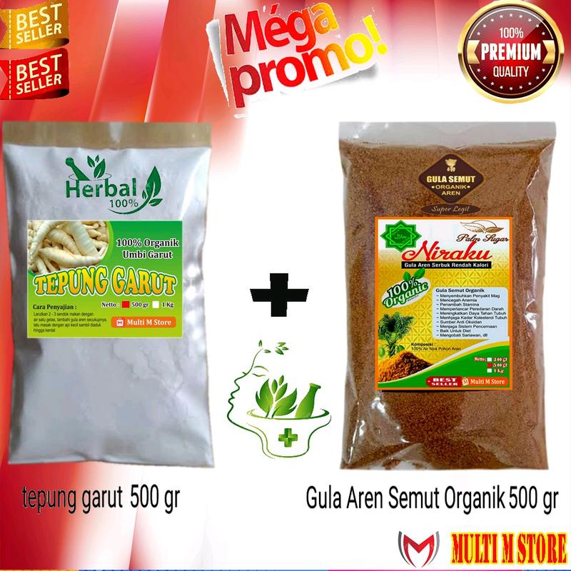 PAKET 500 Gram Gula Aren Semut | 500 Gram Tepung Pati Garut 1