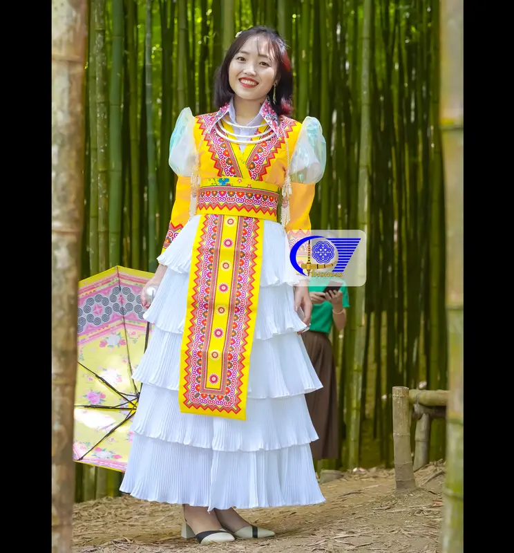 Bộ váy áo màu vàng Tiab Tsho Hmoob - Thời Trang Hmong 4S 2