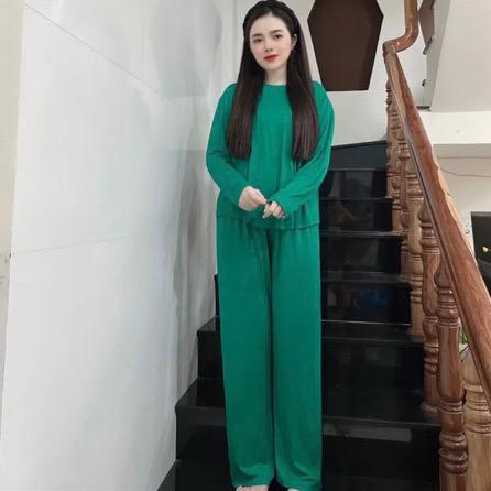 Product Introduction of Bộ Thun Lạnh Vạt Bầu Ống Rộng Tay Dài mặc nhà , ủ Kem , bầu bí , ở cữ Top Nữ Cotton Women 5