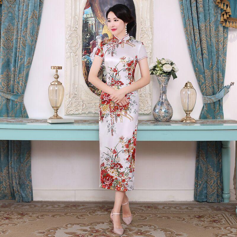 Sườn Xám Dài Trung Bình Cho Nữ, Trang Phục Biểu Diễn Catwalk Thượng Hải Cũ Mới, Dáng Ôm, Váy Phong Cách Trung Quốc Thanh Lịch 4