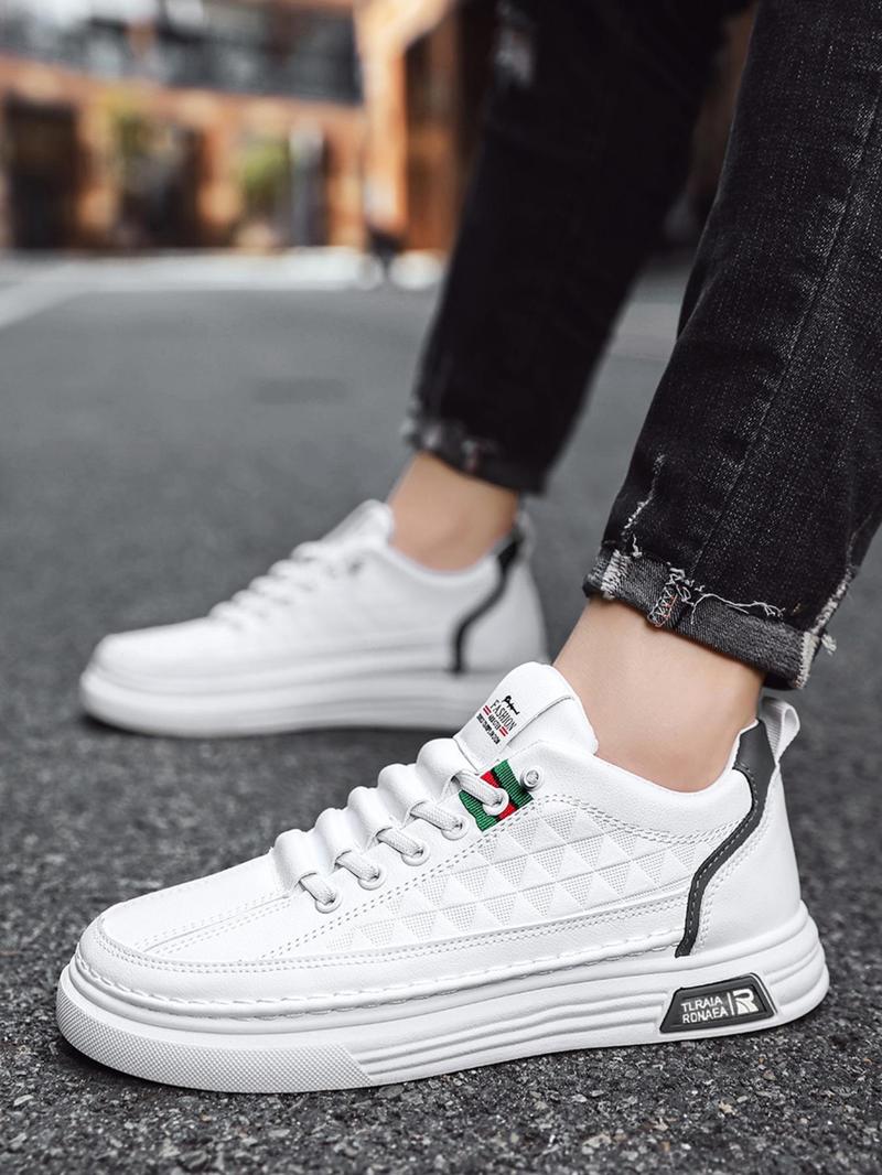 Product Introduction of Men's Casual Low Top Lace up Skate Sneakers As Gift, Fashionable PU Leather Comfortable Sports Shoes, Male Round Toe Shoes for Daily Used Closed Trainer 13