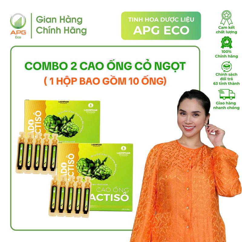  Combo 2 Hộp Cao ống Atisô Có Cỏ Ngọt  10 ống x 10ml  