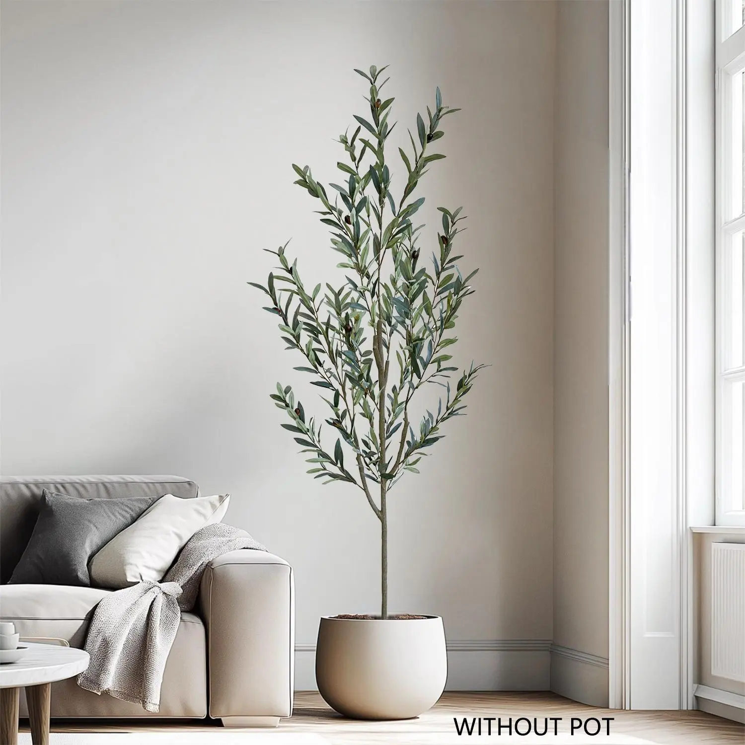 Artificial Olive Plant Tree Branch with Artificial Moss, 1 Count Fake Plant without Pot, Realistic Touch Indoor Faux Plant for Home Office Garden Room Decoration