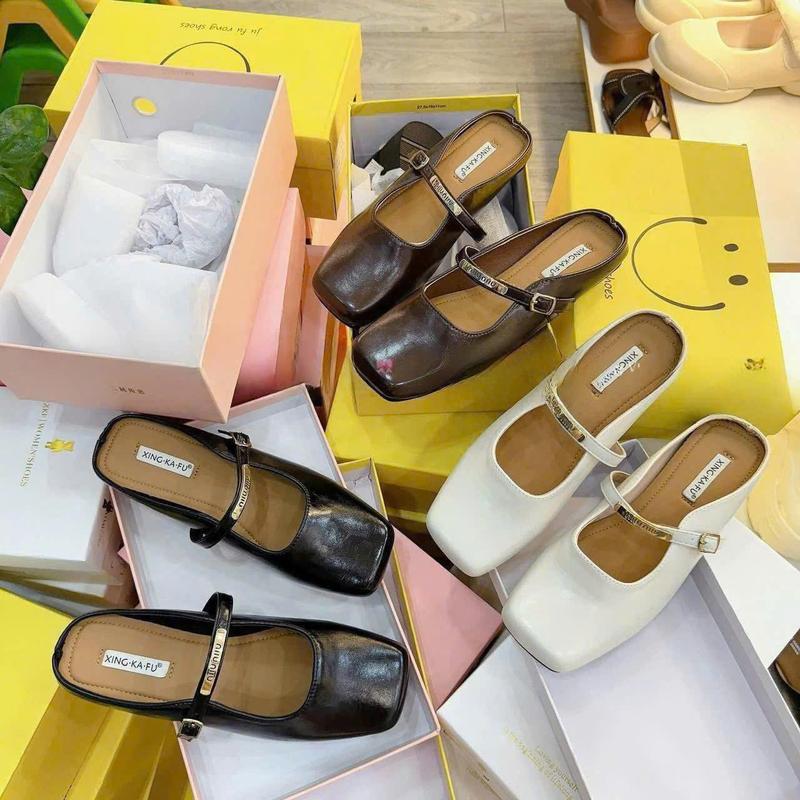 Giày Sục bệt nữ đế bệt khuy dài mảnh phong cách và thanh lịch SBM208 Nữ Shoes form 1.5