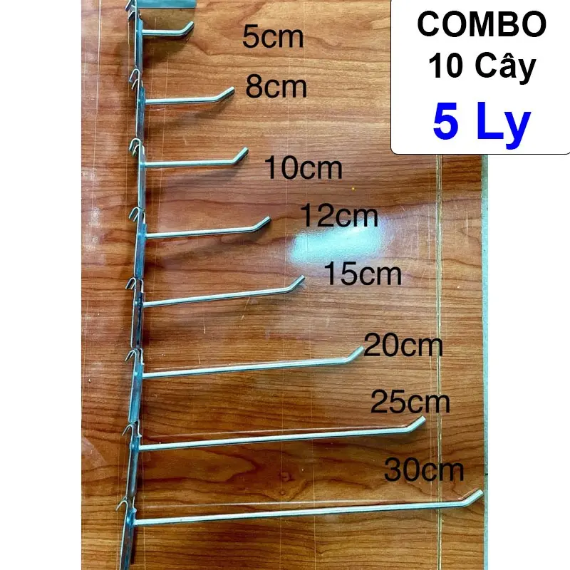 COMBO 10 Cây Móc Treo Khung Lưới Loại To 5Ly Chịu Lực Siêu Tốt - Dụng Cụ Treo Trưng Bày Sản Phẩm Tạp Hóa Siêu Thị